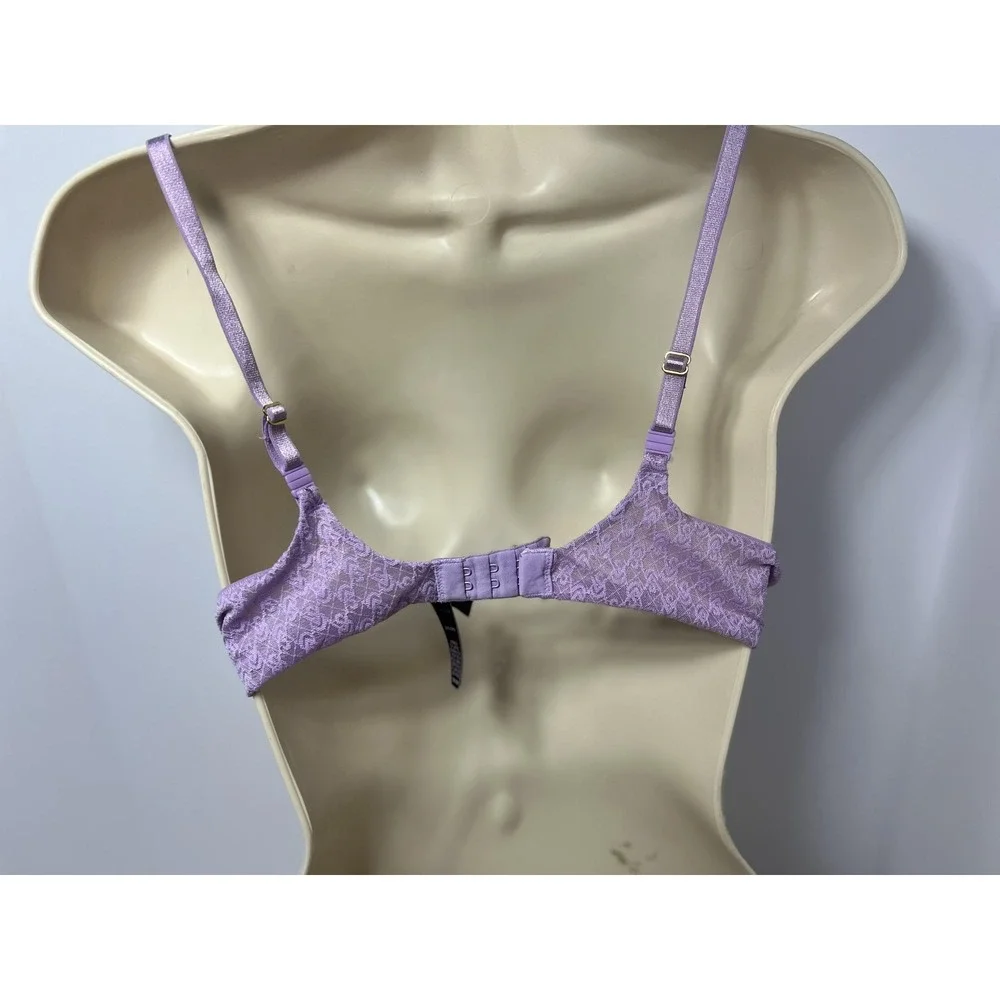 Victoria's Secret Bra‎ Womens 36B Purple T-Shirt Demi Underwire Padded Lace Logo